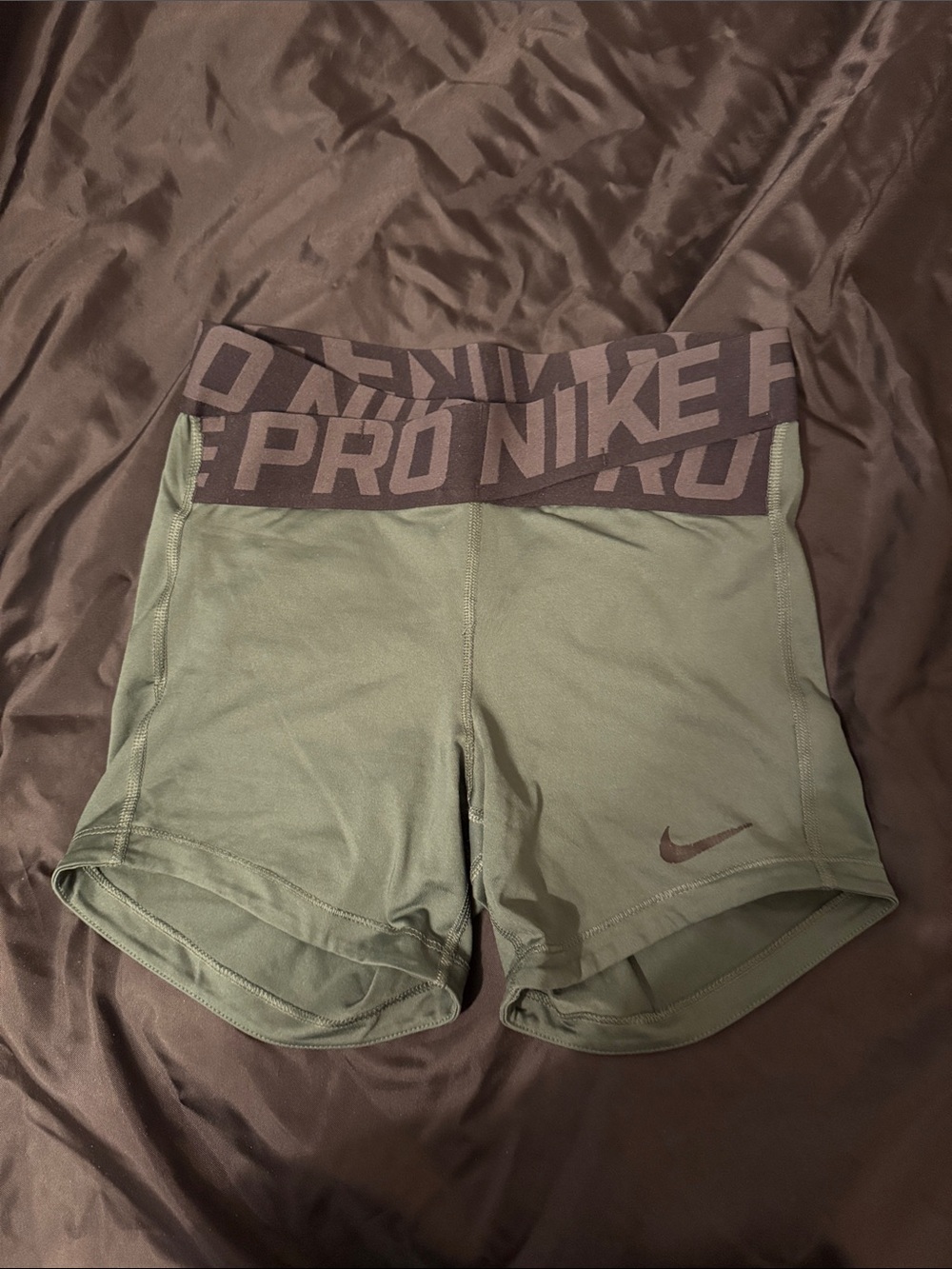 Nike Pro Olive Green High-Waist Athletic Shorts